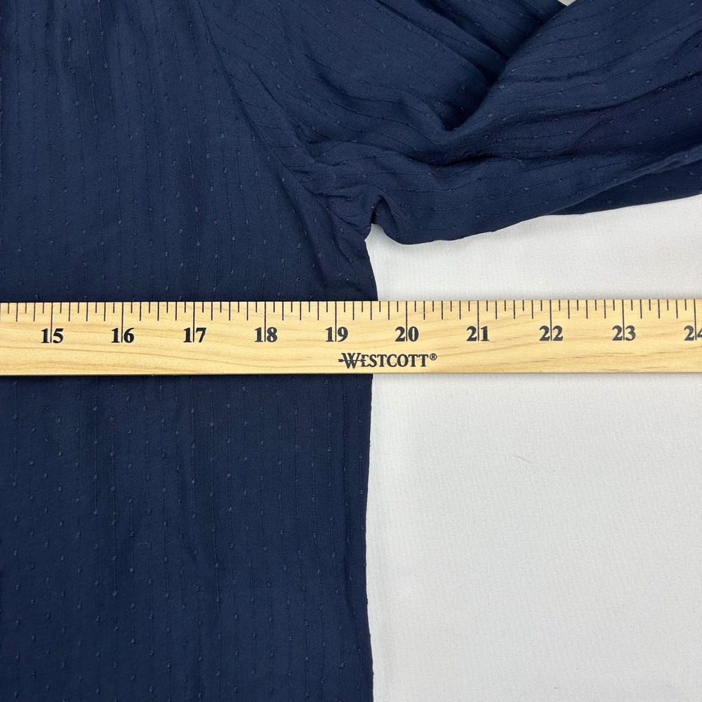 Banana Republic‎ Navy Blue Ruffle Scallop Collar Dobby Blouse Petite S - Picture 4 of 9
